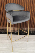Load image into Gallery viewer, Grey - Arched Back Bar Stool Grey And Brass
