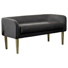 Load image into Gallery viewer, Dark Grey - Low Back Upholstered Bench Dark Grey And Gold
