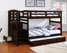 Load image into Gallery viewer, Dublin Bunk Bed - Dublin 4-storage Twin Over Twin Bunk Bed With Staircase Cappuccino