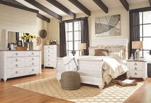 Load image into Gallery viewer, Willowton - Whitewash - 6 Pc. - Dresser, Mirror, Chest, Queen Sleigh Bed