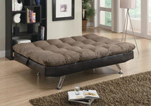 Load image into Gallery viewer, Living Room : Sofa Beds - Brown - Elise Biscuit Tufted Back Sofa Bed Brown
