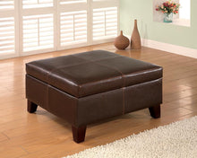 Load image into Gallery viewer, Dark Brown - Square Storage Ottoman Dark Brown