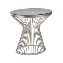 Load image into Gallery viewer, Round Glass Top End Table Satin Grey