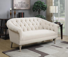 Load image into Gallery viewer, Accents : Settees - Natural - Tufted Back Settee With Roll Arm Natural