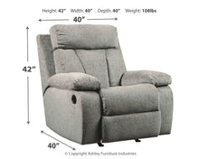 Load image into Gallery viewer, Mitchiner - Fog - Rocker Recliner