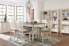 Load image into Gallery viewer, Bolanburg - Antique White - 7 Pc. - Rectangular Dining Room Counter Table, 6 Upholstered Barstools