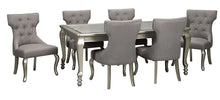 Load image into Gallery viewer, Coralayne - Silver Finish/Silver/White - 9 Pc. - Rectangular Dining Room Extension Table, 8 Upholstered Side Chairs