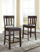 Load image into Gallery viewer, Haddigan - Dark Brown - 5 Pc. - Rectangular Dining Room Counter Extension Table, 4 Upholstered Barstools