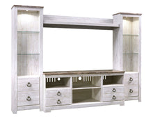 Load image into Gallery viewer, Willowton - Whitewash - 4 Pc. - Entertainment Center - 64" TV Stand with Fireplace Option