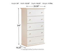 Load image into Gallery viewer, Bostwick Shoals - White - Five Drawer Chest