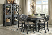 Load image into Gallery viewer, Tyler Creek - Black/Gray - 7 Pc. - Rectangular Dining Room Counter Table, 6 Upholstered Barstools