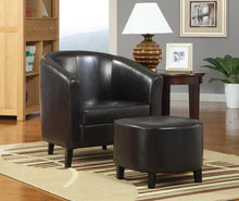 Load image into Gallery viewer, Accents : Chairs - Dark Brown - Upholstered Accent Chair With Ottoman Dark Brown