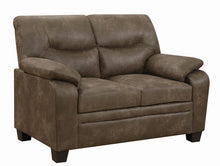 Load image into Gallery viewer, Brown - Meagan Upholstered Loveseat Brown With Pillow Top Arms