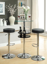 Load image into Gallery viewer, Rec Room/ Bar Tables: Chrome/glass - Black - 29" Adjustable Bar Stool Chrome And Black