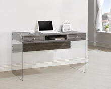 Load image into Gallery viewer, Dobrev Collection - Dobrev 2-drawer Writing Desk Weathered Grey And Clear
