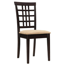 Load image into Gallery viewer, Microfiber Peat - Kelso Lattice Back Dining Chairs Cappuccino (Set of 2)