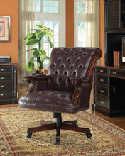 Load image into Gallery viewer, Home Office : Chairs - Dark Brown - Tufted Adjustable Height Office Chair Dark Brown