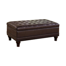Load image into Gallery viewer, Brown - Tufted Storage Ottoman With Turned Legs Brown
