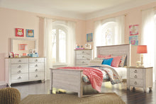Load image into Gallery viewer, Willowton - Whitewash - 5 Pc. - Dresser, Mirror, Twin Panel Bed