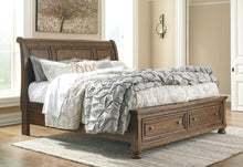 Load image into Gallery viewer, Flynnter - Medium Brown - King Sleigh Bed with 2 Storage Drawers