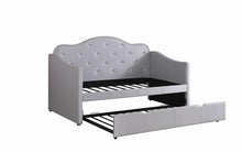 Load image into Gallery viewer, Twin Daybed With Trundle - Light Grey - Upholstered Twin Daybed With Trundle Pearlescent Grey