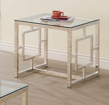 Load image into Gallery viewer, Living Room: Glass Top Occasional Tables - Occasional Contemporary Nickel End Table
