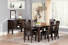 Load image into Gallery viewer, Haddigan - Dark Brown - 7 Pc. - Rectangular Dining Room Extension Table, 6 Upholstered Side Chairs