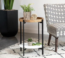 Load image into Gallery viewer, Round Accent Table With Marble Shelf Natural And Black