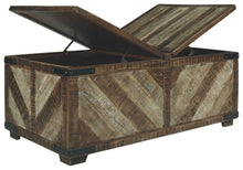 Load image into Gallery viewer, Cordayne - Rustic Brown - COCKTAIL TABLE WITH STORAGE