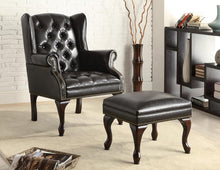 Load image into Gallery viewer, Accents : Chairs - Black - Button Tufted Back Accent Chair With Ottoman Black And Espresso