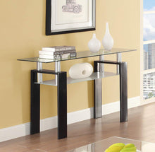 Load image into Gallery viewer, Living Room: Glass Top Occasional Tables - Tempered Glass Sofa Table With Shelf Black