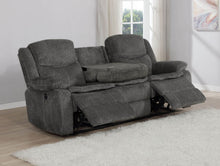 Load image into Gallery viewer, Charcoal - Jennings Upholstered Power Sofa With Drop-down Table Charcoal