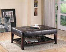 Load image into Gallery viewer, Brown - Tufted Ottoman With Storage Shelf Brown
