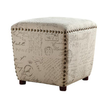 Load image into Gallery viewer, Accents : Ottomans - Off White/grey - Upholstered Ottoman With Nailhead Trim Off White And Grey