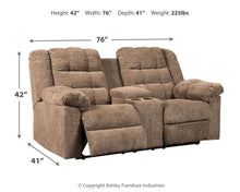 Load image into Gallery viewer, Workhorse - Cocoa - DBL Rec Loveseat w/Console