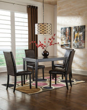 Load image into Gallery viewer, Kimonte - Dark Brown - 5 Pc. - Rectangular Dining Room Table, 4 Upholstered Side Chairs