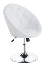 Load image into Gallery viewer, Accents : Chairs - White - Round Tufted Swivel Chair White And Chrome