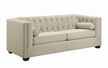 Load image into Gallery viewer, Cairns Collection - Oatmeal - Cairns Tuxedo Arm Tufted Sofa Oatmeal