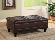 Load image into Gallery viewer, Brown - Tufted Storage Ottoman With Turned Legs Brown