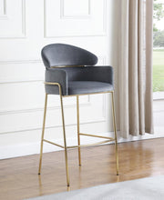 Load image into Gallery viewer, Grey - Arched Back Bar Stool Grey And Brass