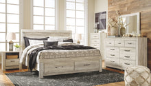 Load image into Gallery viewer, Bellaby - Whitewash - 6 Pc. - Dresser, Mirror, King Platform Bed with 2 Storage Drawers