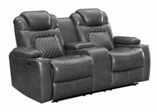 Load image into Gallery viewer, Korbach Motion Collection - Charcoal - Korbach Upholstered Power^2 Loveseat Charcoal