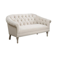 Load image into Gallery viewer, Accents : Settees - Natural - Tufted Back Settee With Roll Arm Natural