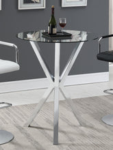 Load image into Gallery viewer, Rec Room/ Bar Tables: Chrome/glass - Round Glass Top Bar Table Chrome
