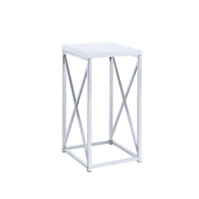 Load image into Gallery viewer, Accent Table With X-cross Glossy White And Chrome