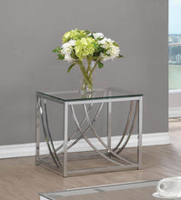 Load image into Gallery viewer, Living Room: Glass Top Occasional Tables - Glass Top Square End Table Accents Chrome