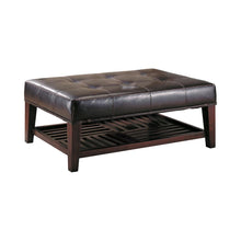 Load image into Gallery viewer, Brown - Tufted Ottoman With Storage Shelf Brown