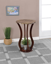 Load image into Gallery viewer, Round Marble Top Accent Table Brown