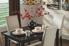 Load image into Gallery viewer, Kimonte - Dark Brown - 5 Pc. - Rectangular Dining Room Table, 2 Ivory Upholstered Side Chairs, 2 Brown Upholstered Side Chairs