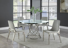 Load image into Gallery viewer, Irene Round Glass Top Dining Table White And Chrome